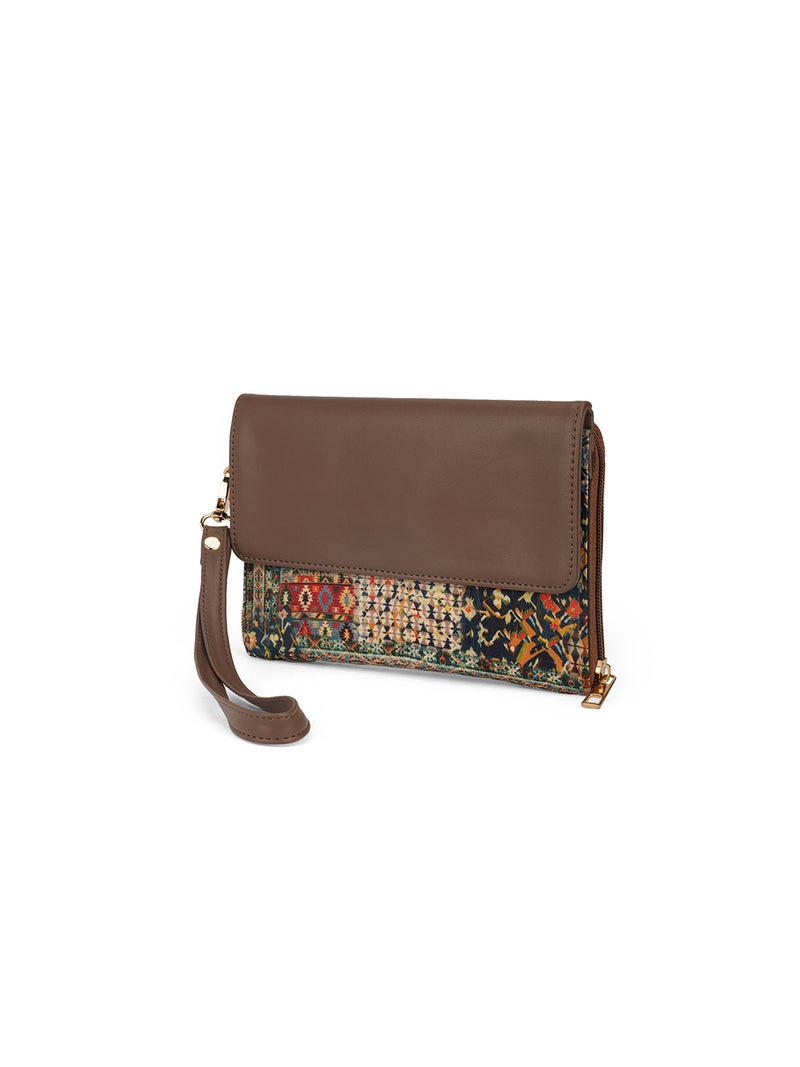 Globus Women Multi Green Ethnic Motifs Printed Envelope Wallet With Wrist Strap - Image 2